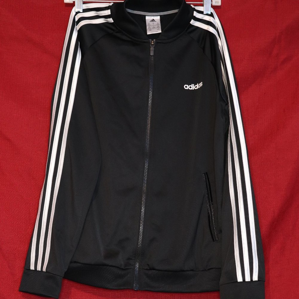 Black white stripped Adidas Zip-up